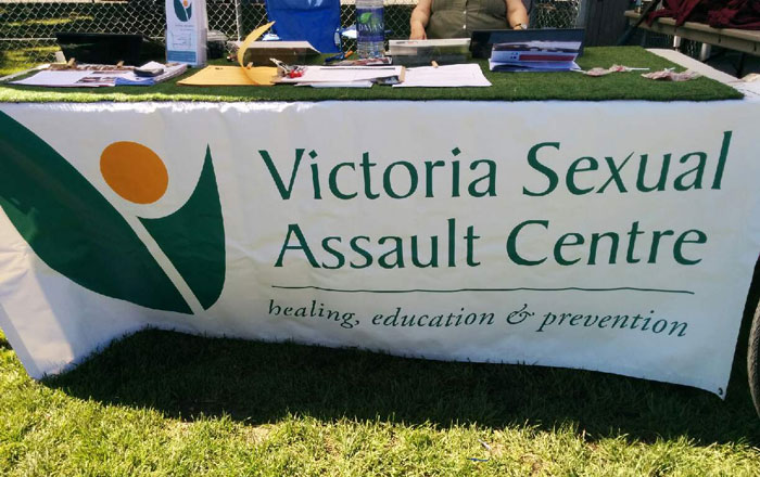 The Victoria Sexual Assault Centre table at the triathlon