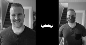 Movember mustache underway on Connor Willis's face - handle bars!