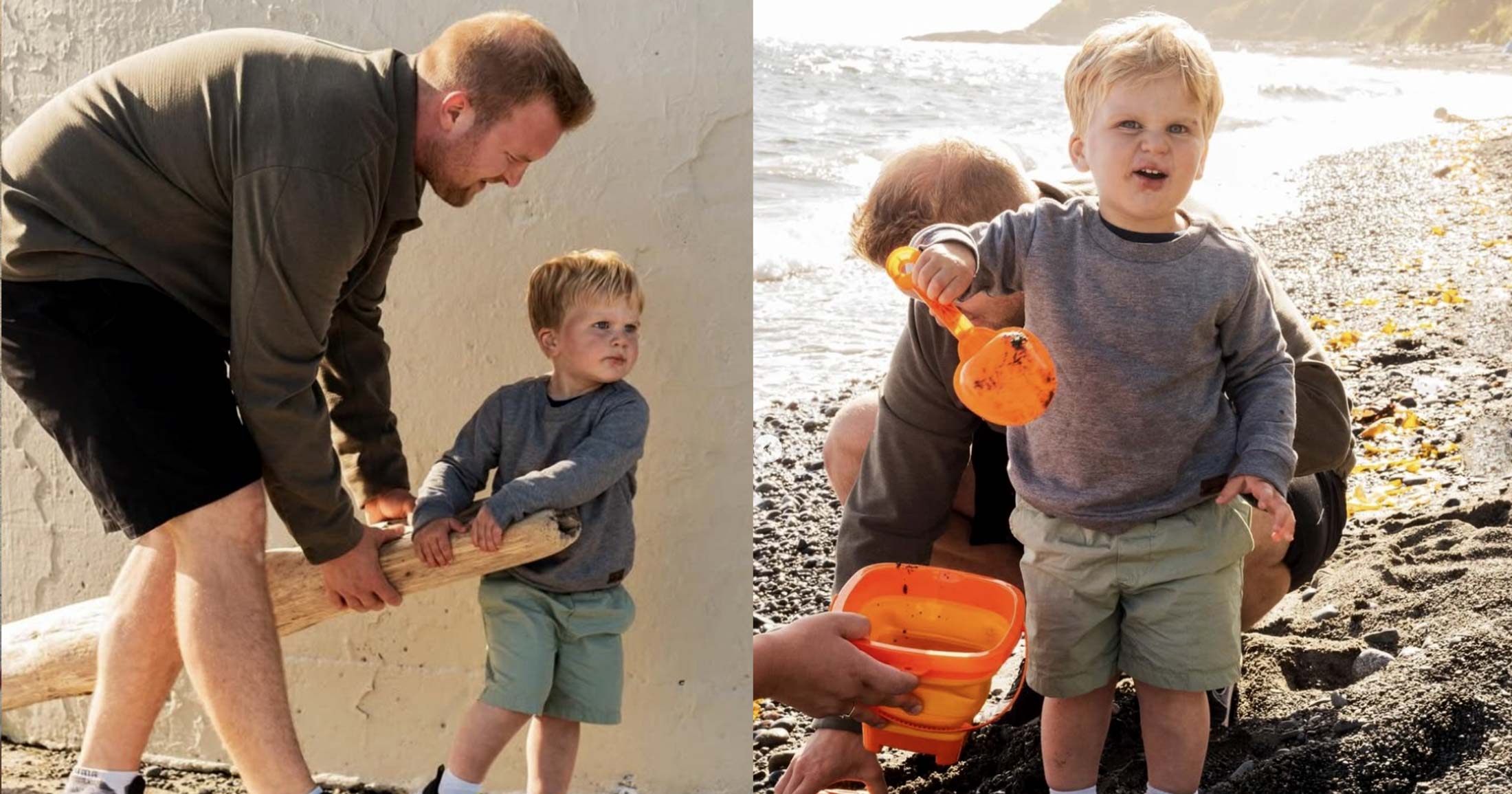 Connor Willis, physiotherapist, plays with his son at the beach, enjoying some down time with family on Vancouver Island.