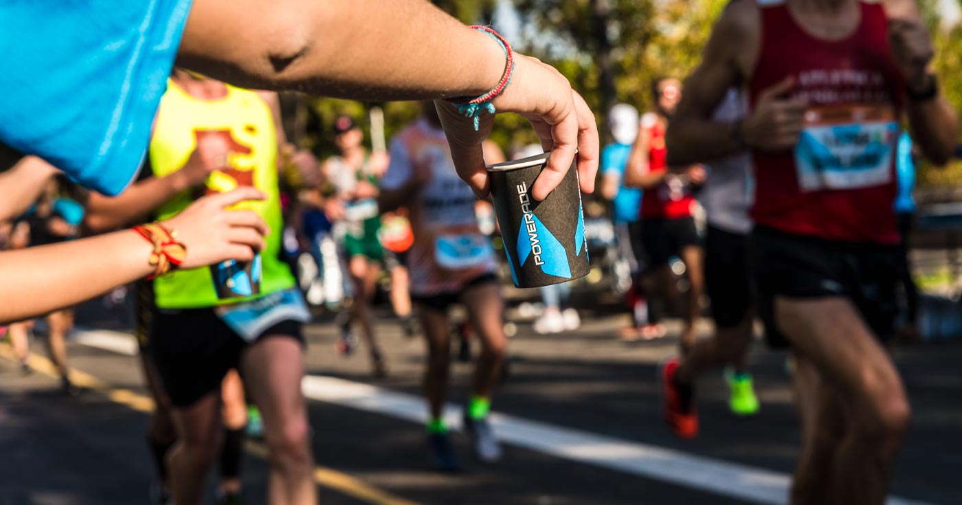 Royal Victoria Marathon runners near the finish line.